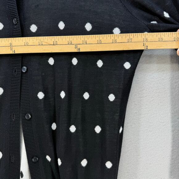 Halogen Cardigan Sweater Women's L Black White Polka Dot Preppy Normcore EUC - Picture 6 of 7
